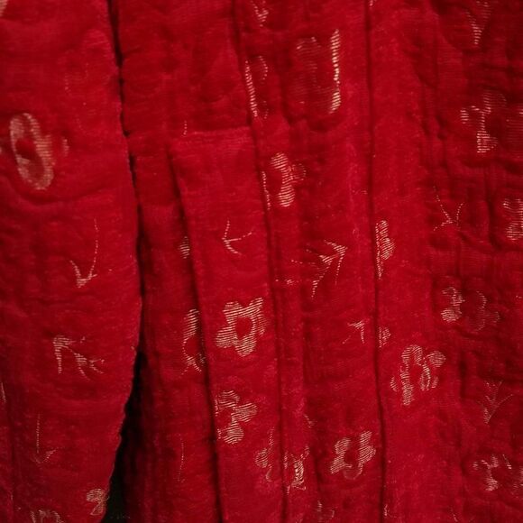 Chicos Red Gold Jacquard Asian Inspried floral Jacket Chicos size 2 - Picture 10 of 13